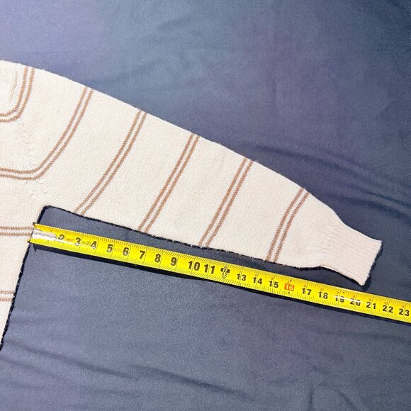 Le Tigre Mens Sweater Large Cream Brown Stripe - Picture 5 of 7